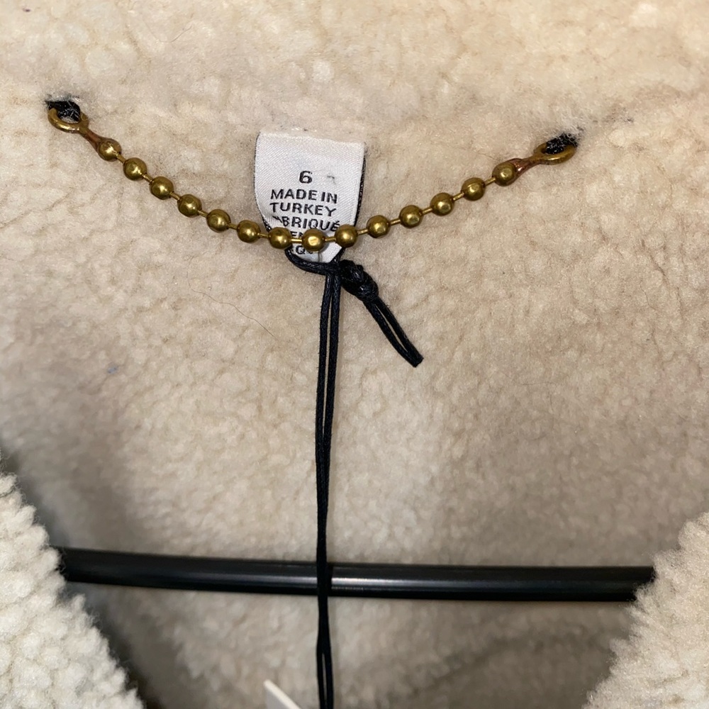 Coach Black Leather Shearling-Lined Vest with Cream Trim - Picture 7 of 8